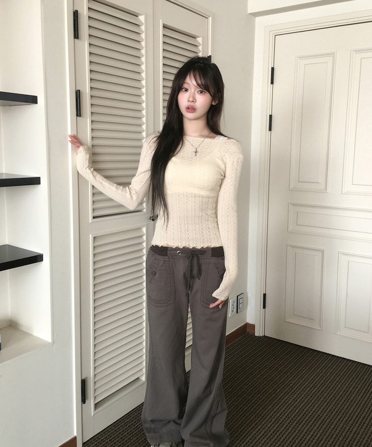 パンチングスリムフィットTシャツ CREAM