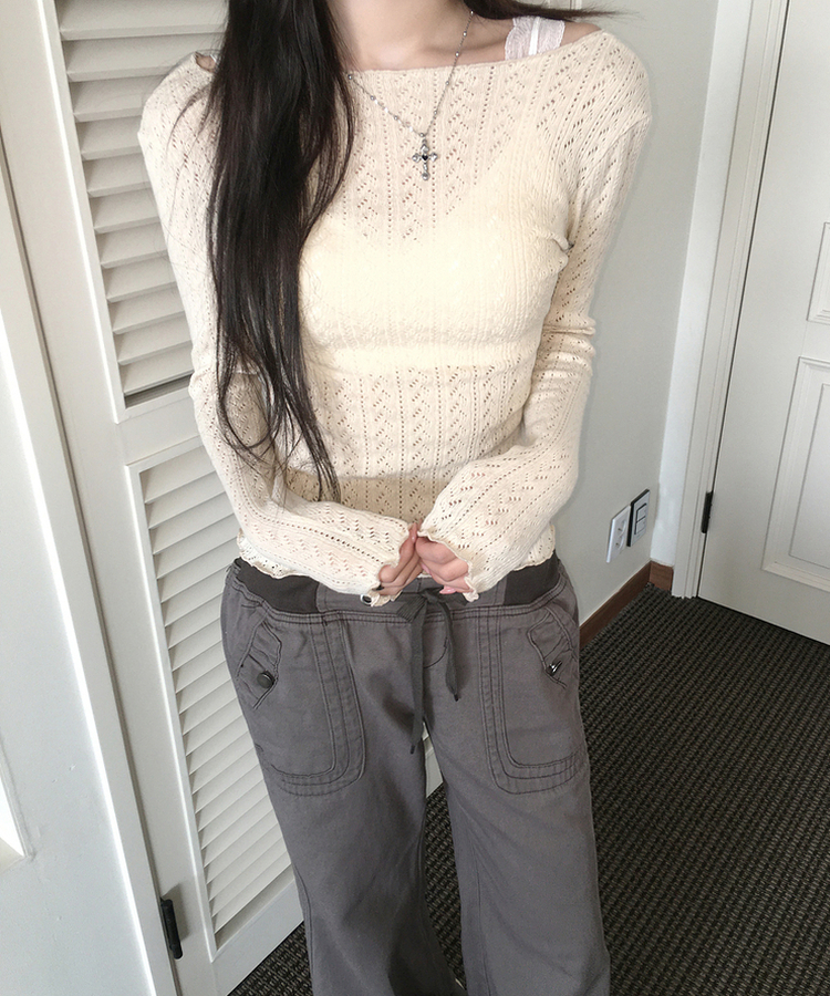 パンチングスリムフィットTシャツ CREAM