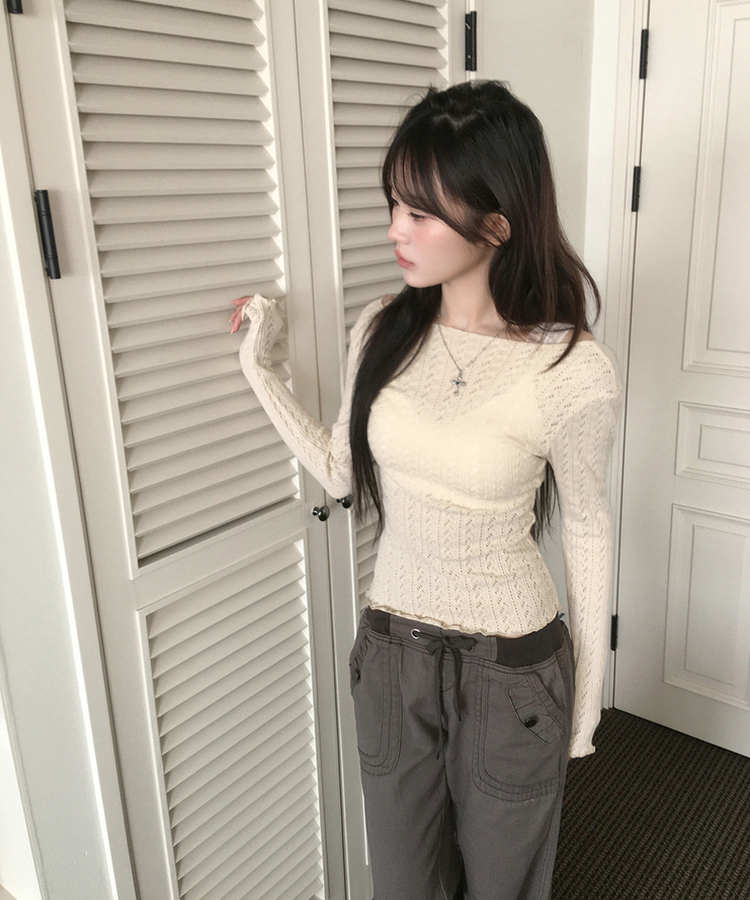 パンチングスリムフィットTシャツ CREAM