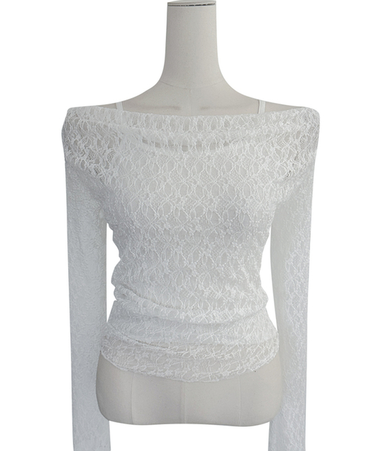 【SET】オフショルダーレーストップス レイヤードキャミソール