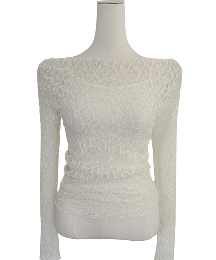 【SET】オフショルダーレーストップス レイヤードキャミソール