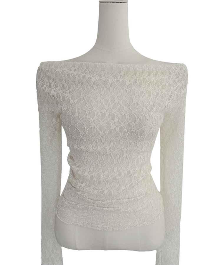 【SET】オフショルダーレーストップス レイヤードキャミソール