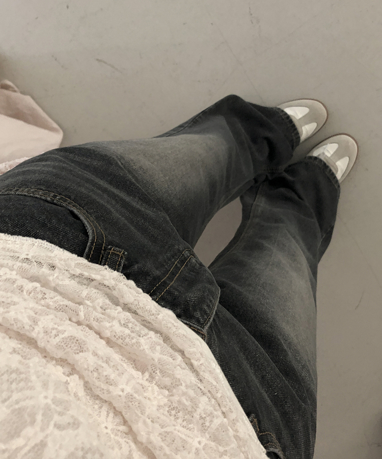 【丈別】ブーツカットウォッシュドデニムパンツ(5color) BLACK DENIM