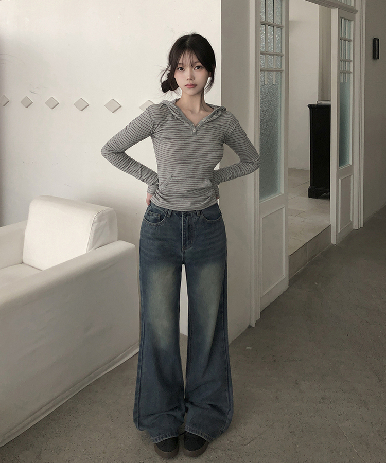 【丈別】ブーツカットウォッシュドデニムパンツ(5color) MID DENIM