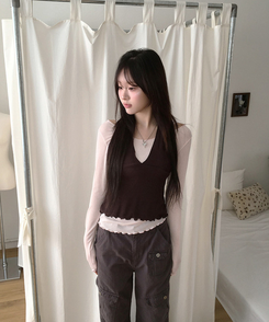 【SET】フリルレイヤードトップ PINK