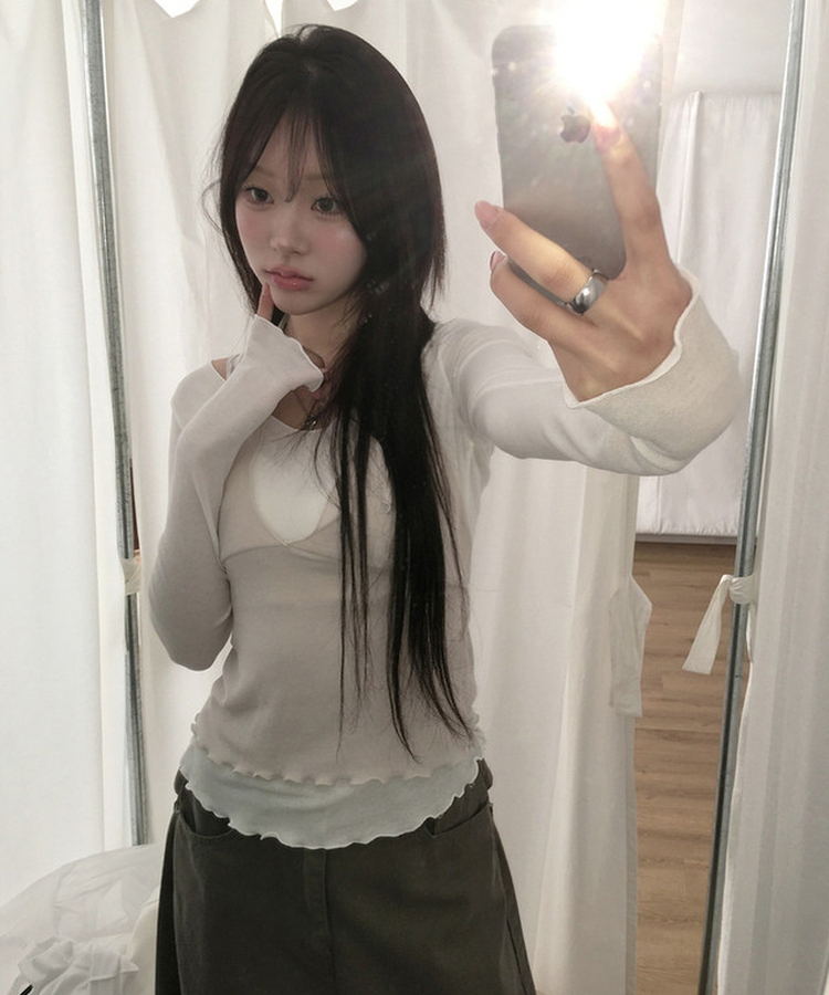 【SET】フリルレイヤードトップ IVORY