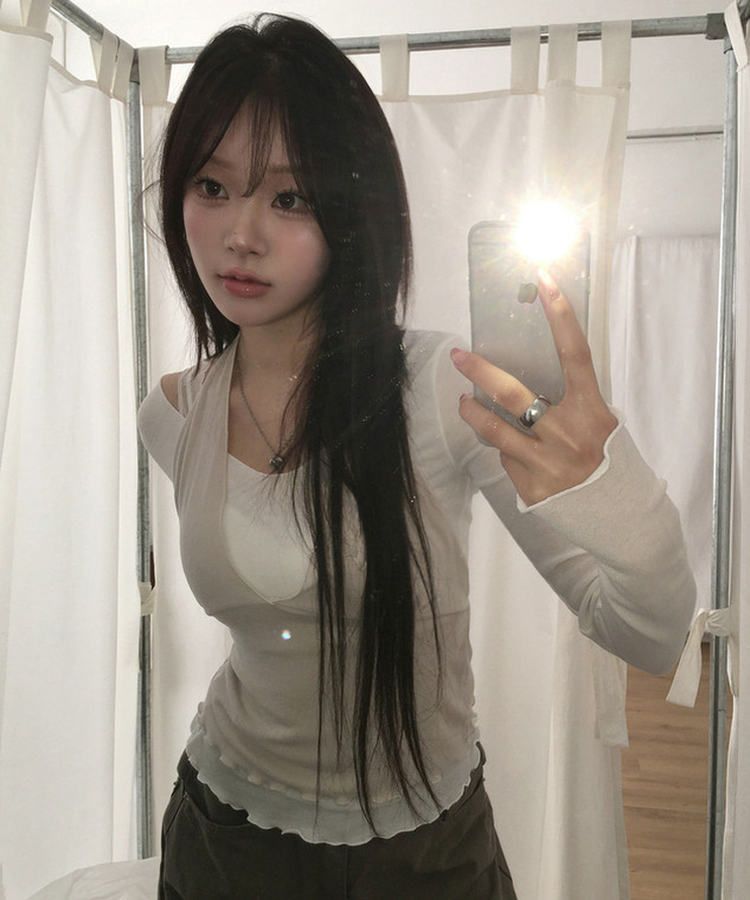 【SET】フリルレイヤードトップ IVORY