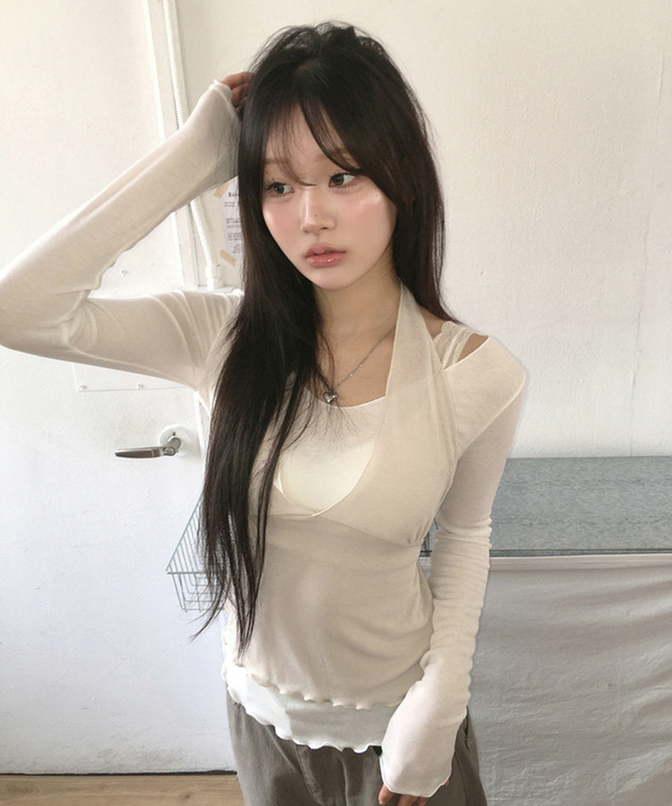 【SET】フリルレイヤードトップ IVORY