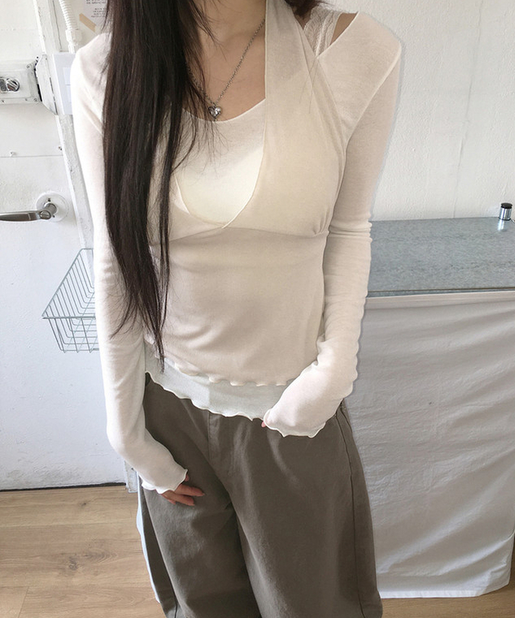 【SET】フリルレイヤードトップ IVORY