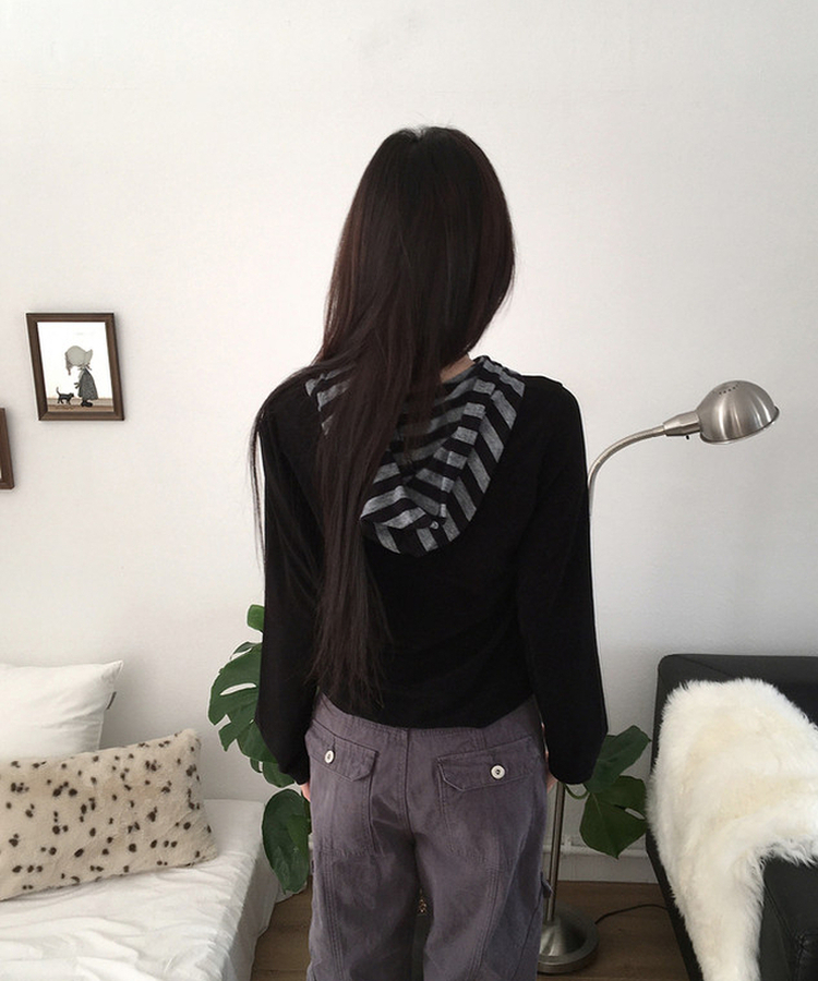 ボーダーフードトップス BLACK