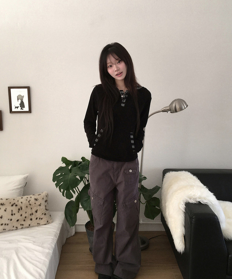 ボーダーフードトップス BLACK