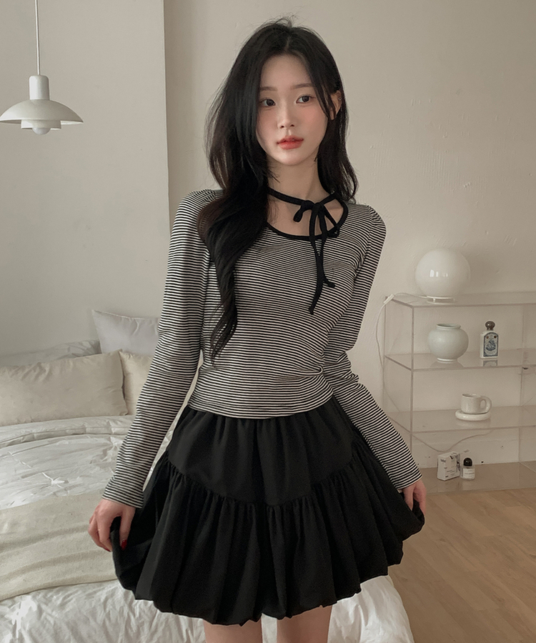 パンプキンシアリングスカート BLACK