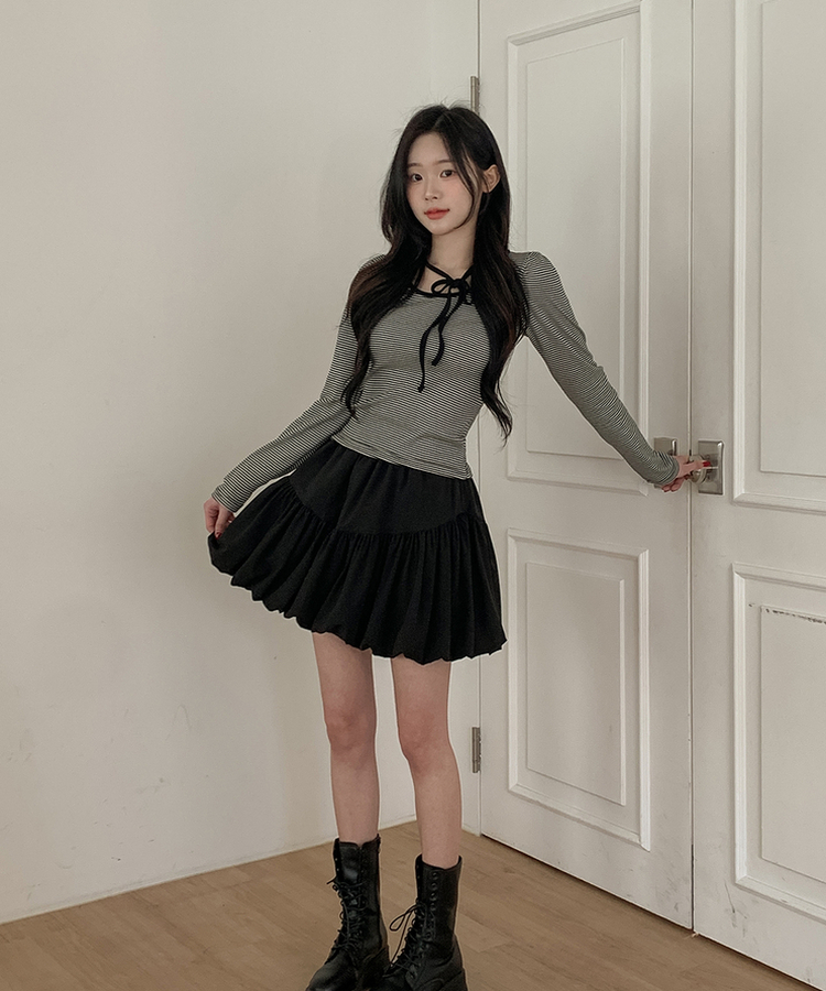 パンプキンシアリングスカート BLACK