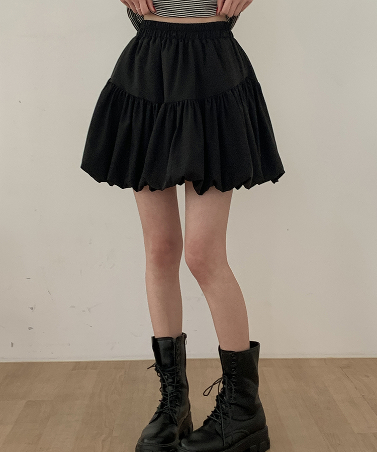 パンプキンシアリングスカート BLACK