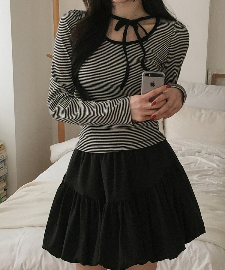 パンプキンシアリングスカート BLACK