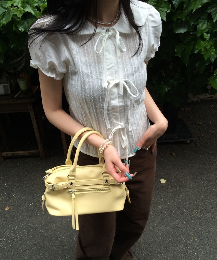 ガーリーリボンブラウス WHITE