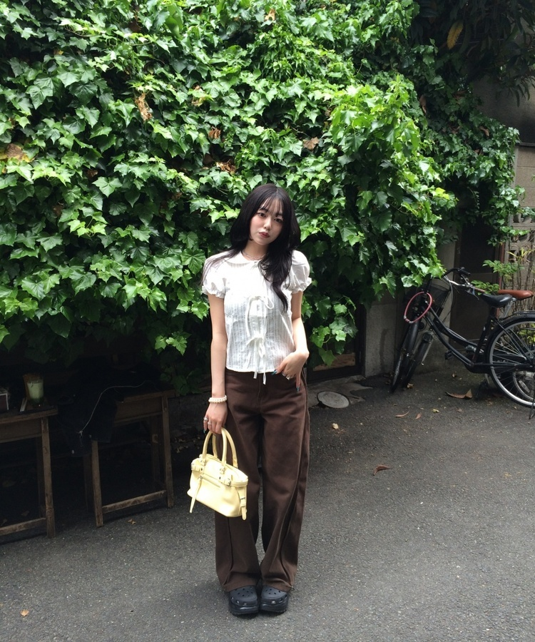 ガーリーリボンブラウス WHITE