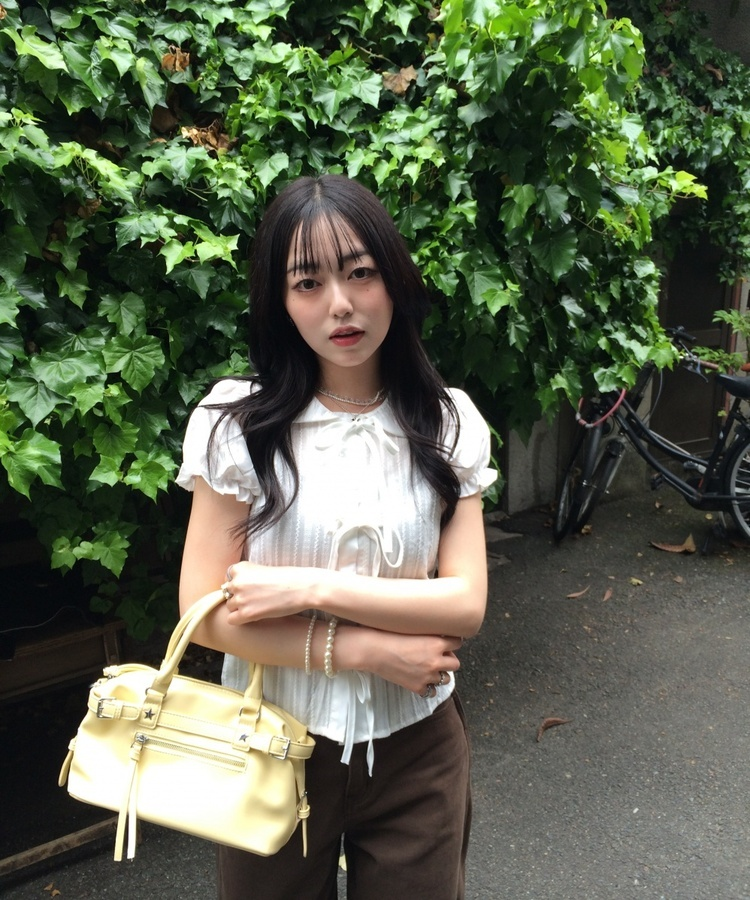 ガーリーリボンブラウス WHITE