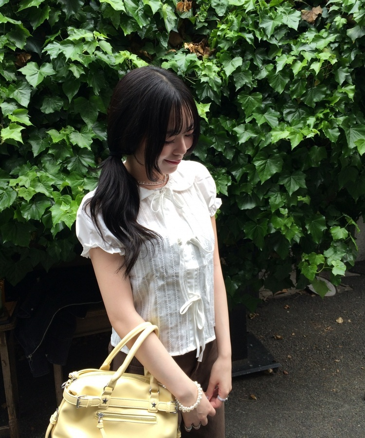 ガーリーリボンブラウス WHITE