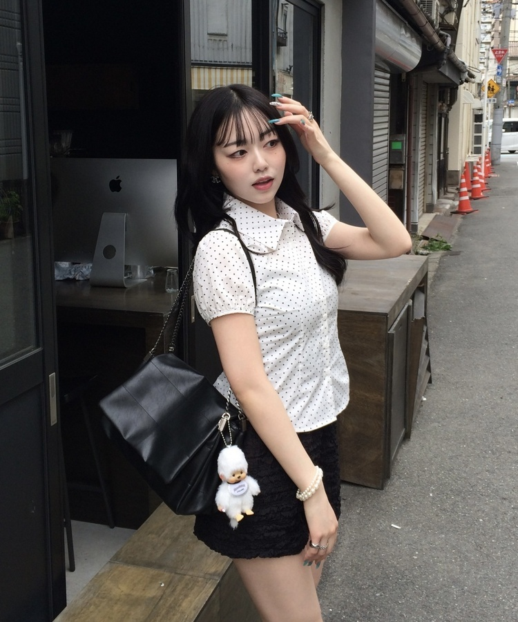 ドットスリム半袖シャツ WHITE