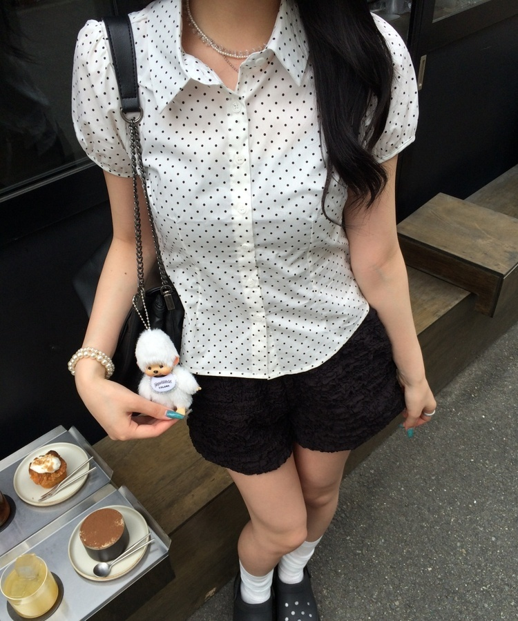 ドットスリム半袖シャツ WHITE