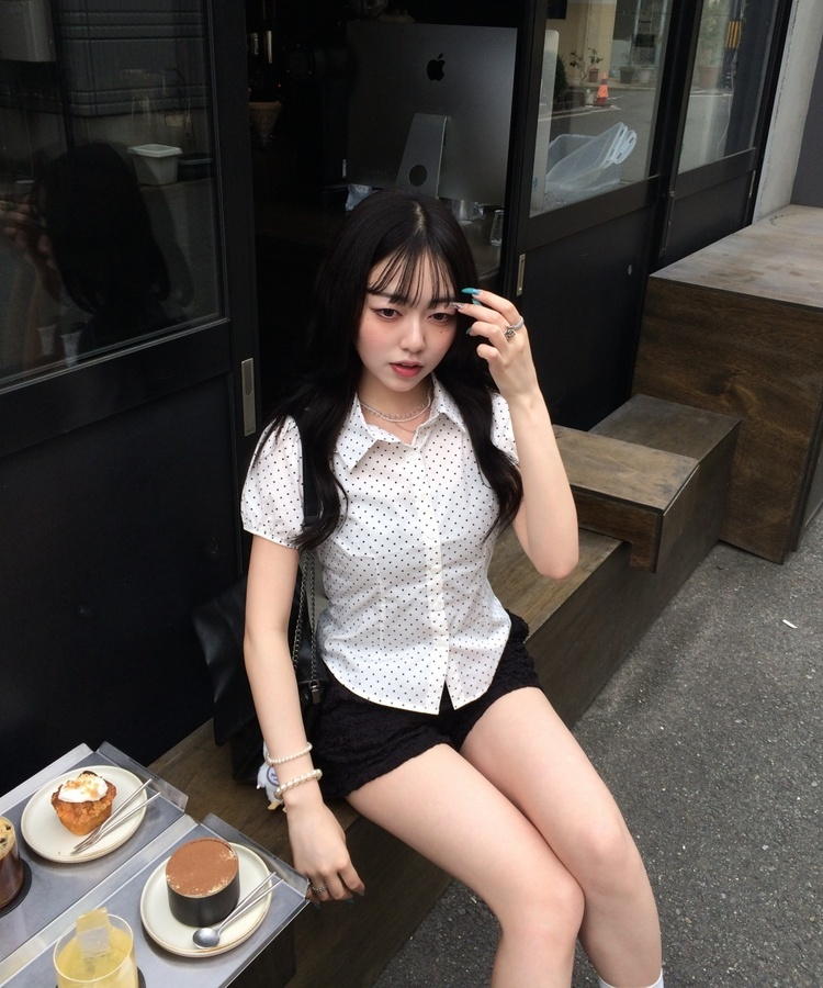 ドットスリム半袖シャツ WHITE