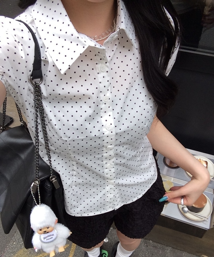 ドットスリム半袖シャツ WHITE