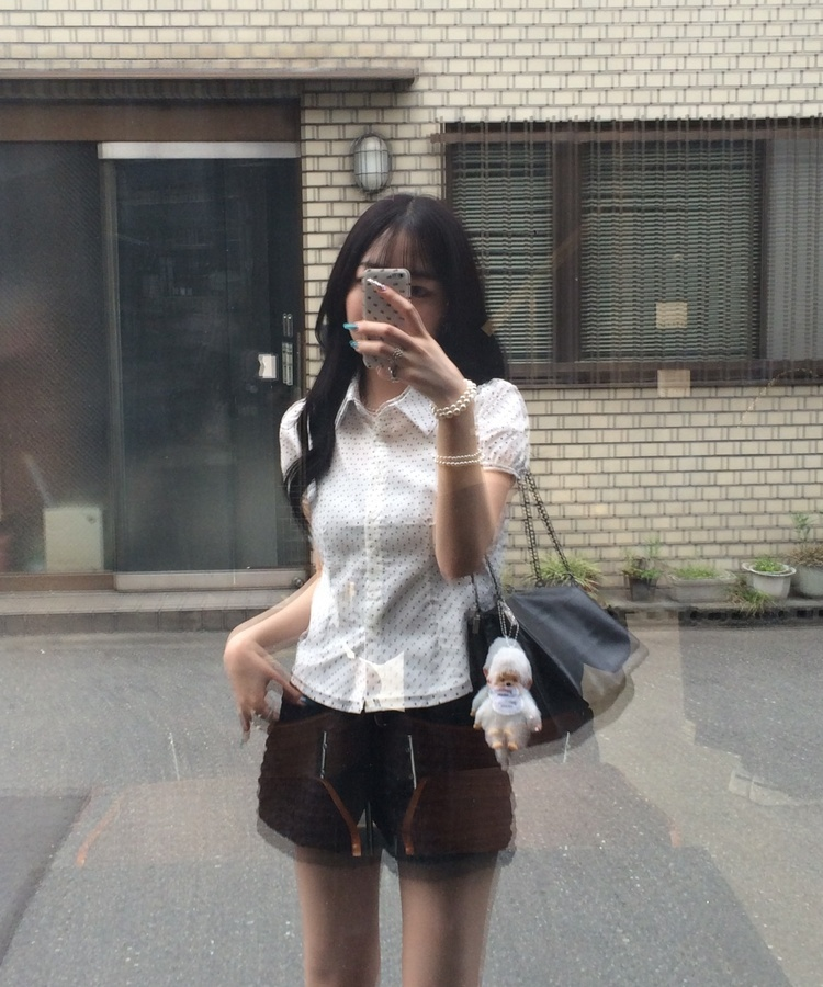 ドットスリム半袖シャツ WHITE