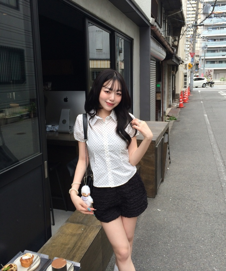 ドットスリム半袖シャツ WHITE