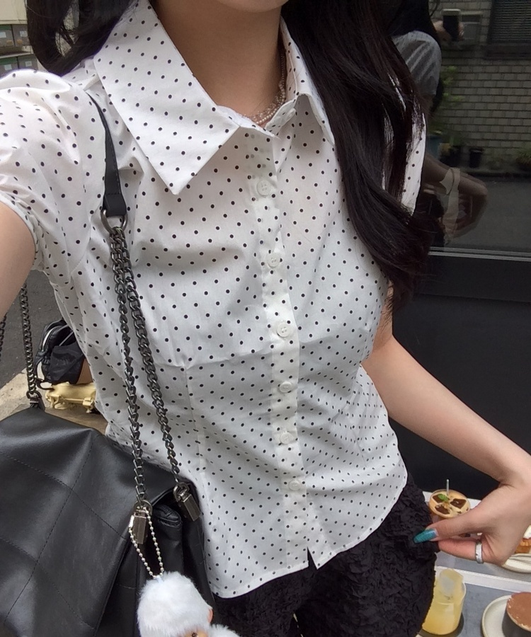 ドットスリム半袖シャツ WHITE