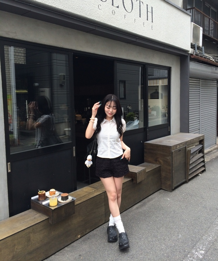 ドットスリム半袖シャツ WHITE