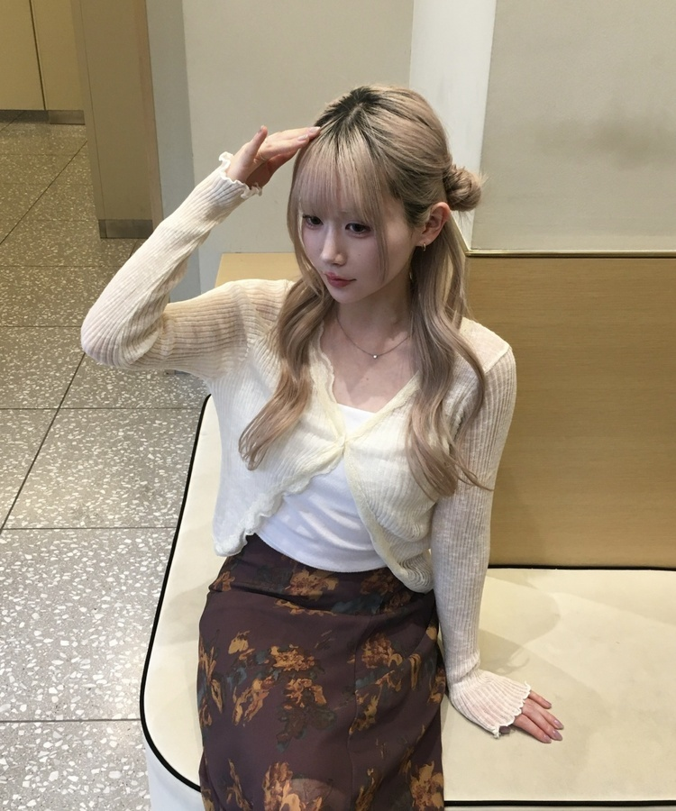 프렌치 프릴 레이스 가디건 베이지