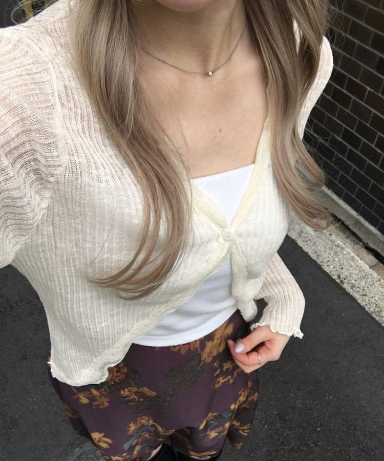 프렌치 프릴 레이스 가디건 베이지