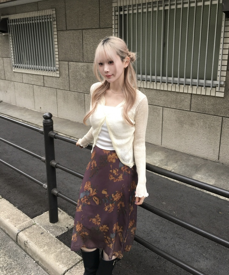 프렌치 프릴 레이스 가디건 베이지