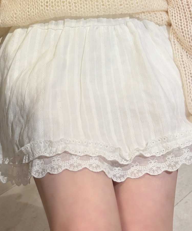 레이스 플레어 미니 스커트 아이보리