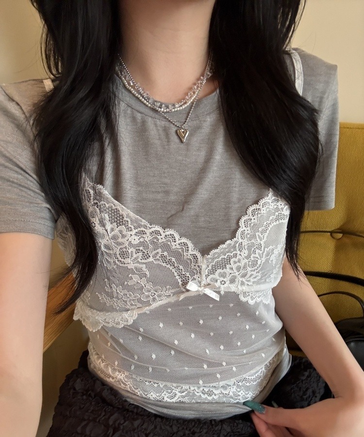 ハートチャーム3連レイヤードネックレス SILVER