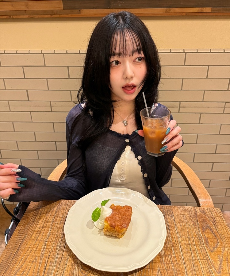 여리핏 시스루 가디건 네이비