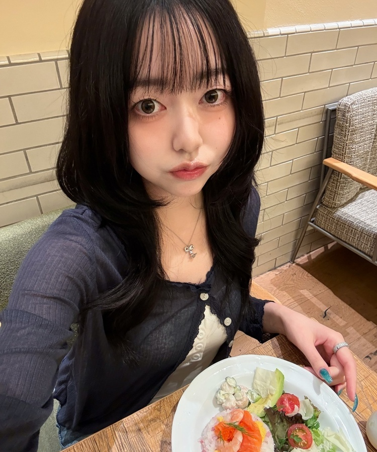 여리핏 시스루 가디건 네이비