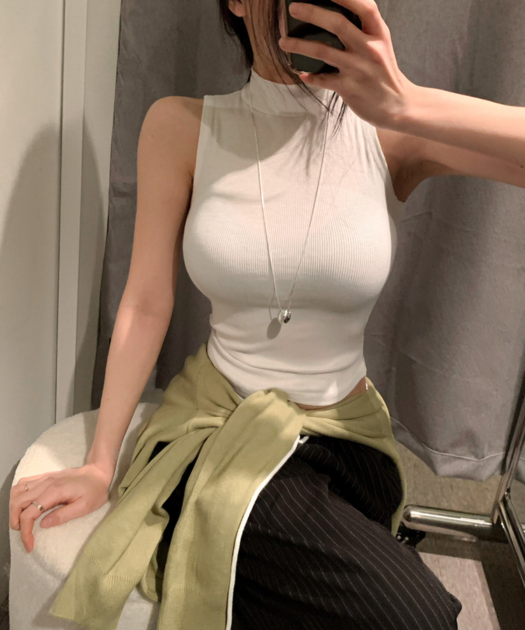 モックネックリブキャミソールトップス(8color) IVORY