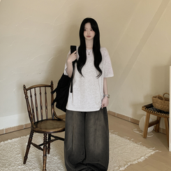 ベーシック半袖Tシャツ MELANGE WHITE