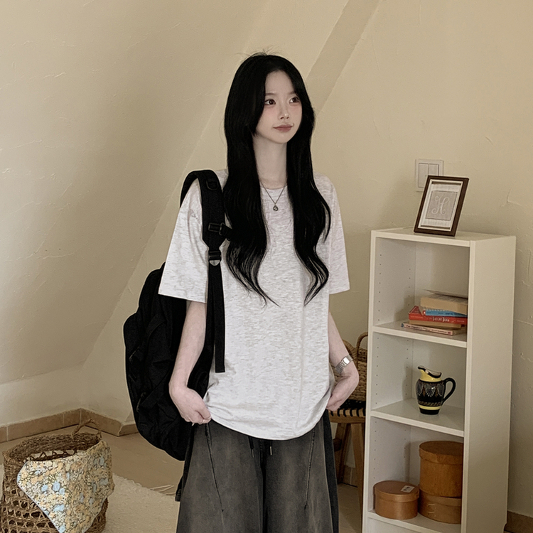 ベーシック半袖Tシャツ MELANGE WHITE