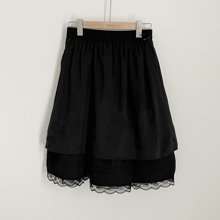 레이스 프릴 밴딩 플레어 A라인 캉캉 미디스커트 화이트 롱스커트 발레코어 벚꽃룩 봄코디