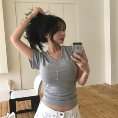 デイリーVネック半袖Tシャツ(6color) GREY