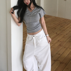 デイリーVネック半袖Tシャツ(6color) GREY