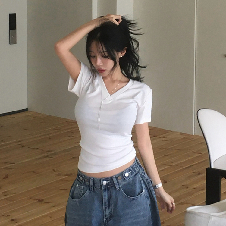 デイリーVネック半袖Tシャツ(6color) IVORY