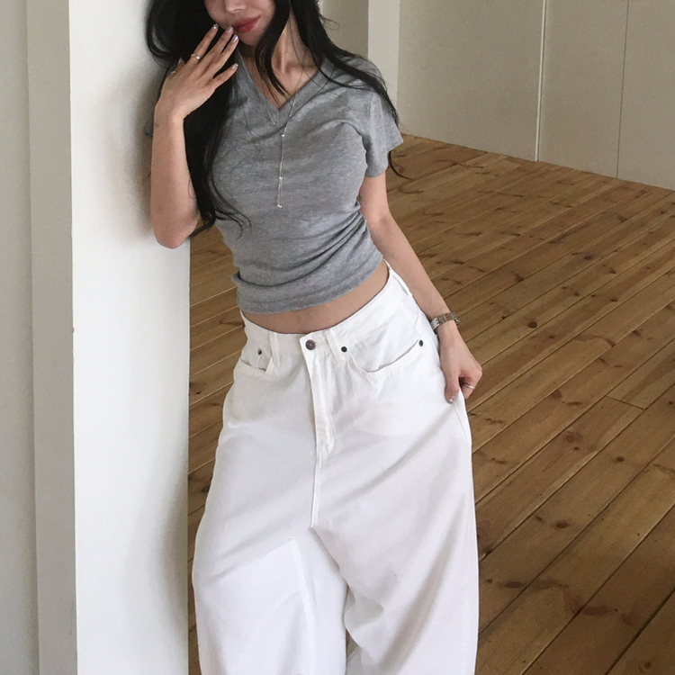 デイリーVネック半袖Tシャツ(6color) GREY