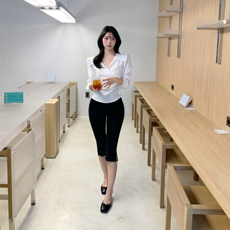 スリム5分丈レギンスパンツ BLACK