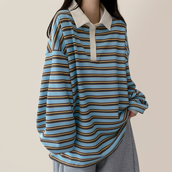 ワッフルボーダートレーナー SKY BLUE