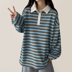 ワッフルボーダートレーナー SKY BLUE