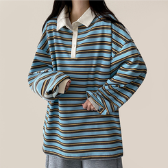 ワッフルボーダートレーナー SKY BLUE